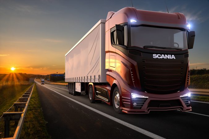 Scania truck on the highway